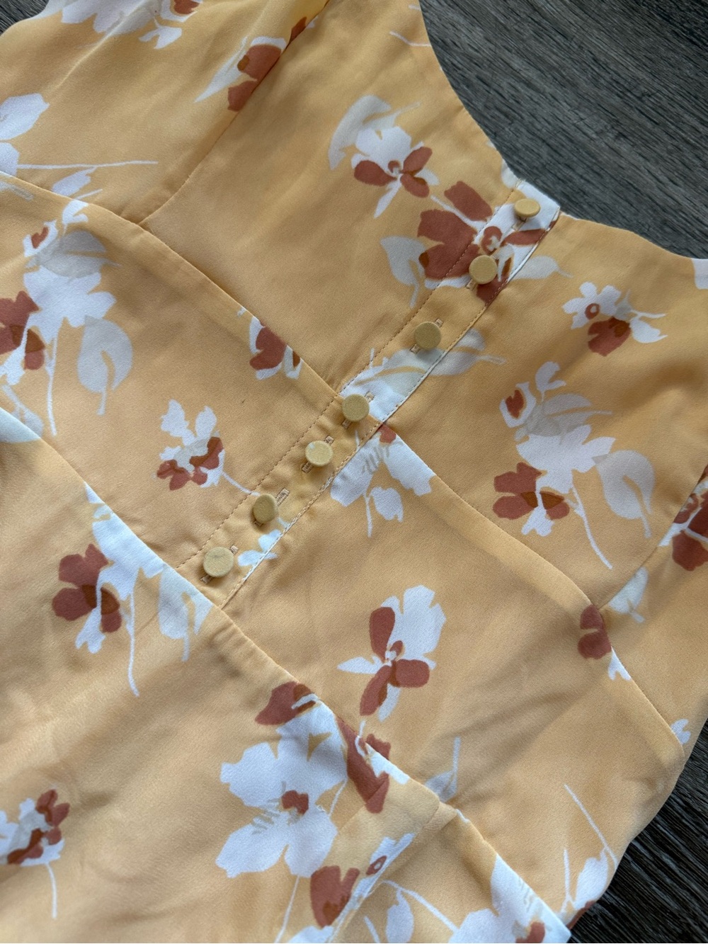 Abercrombie & Fitch Midi Yellow Floral Buttoned Tie Dress - Picture 6 of 8